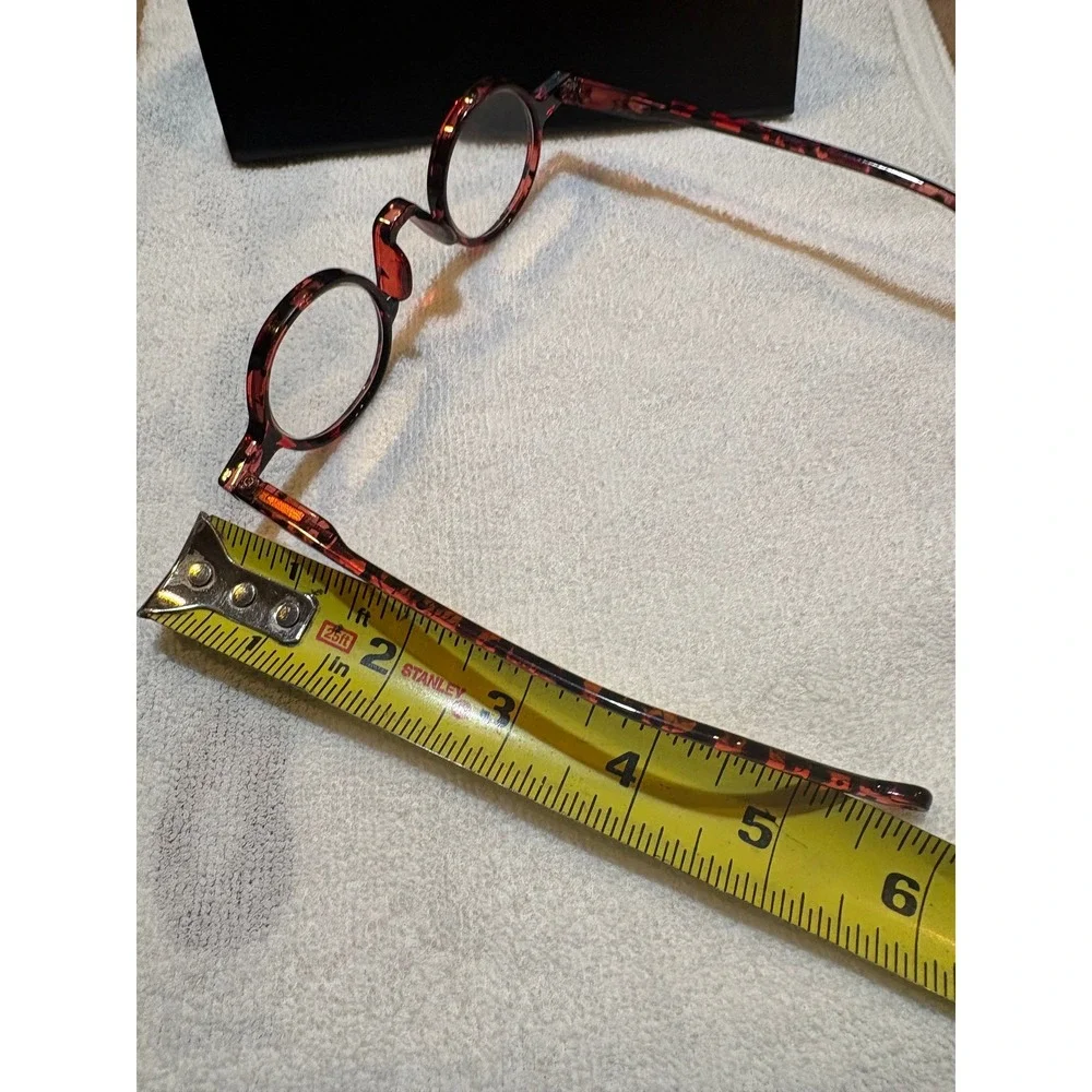 Vintage Style Round Tortoise Shell Glasses Red Black Circular Frames with Case